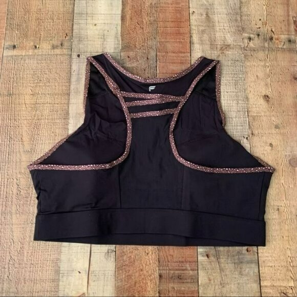 Fabletics trinity high impact high neck sports bra with back pocket in purple - Picture 5 of 6